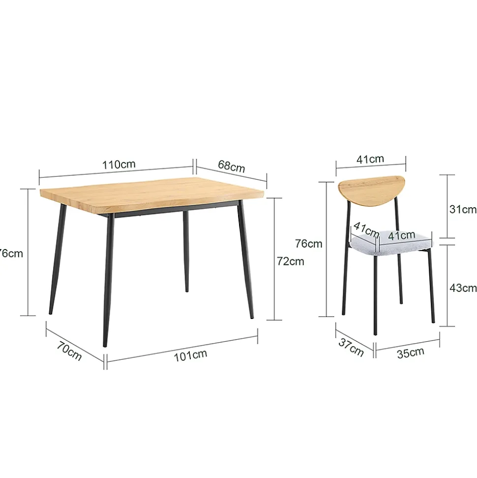 SoBuy Ensemble Table à Manger 5 Pièces avec Chaises pour Petits Espaces