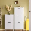 SoBuy FSR177-H-W Meuble à Chaussures 3 Portes Abattantes Blanc Armoire de Rangement Pratique pour Hall d'Entrée