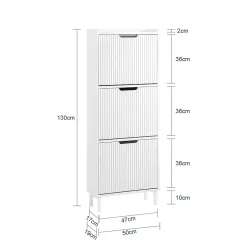 SoBuy FSR177-H-W Meuble à Chaussures 3 Portes Abattantes Blanc Armoire de Rangement Pratique pour Hall d'Entrée