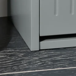 SoBuy FSR98-L-HG Banc à chaussures avec assise rembourrée et abattant, meuble d'entrée pratique, couleur gris