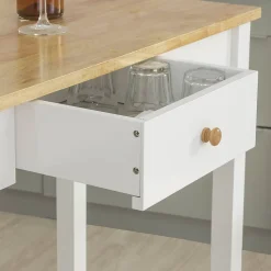 SoBuy FWT50-WN Table Haute Mange Debout avec 2 Tabourets, Blanc