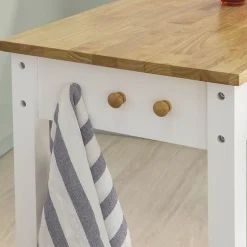 SoBuy FWT50-WN Table Haute Mange Debout avec 2 Tabourets, Blanc