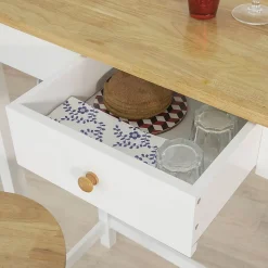 SoBuy FWT50-WN Table Haute Mange Debout avec 2 Tabourets, Blanc