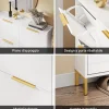 SoBuy Meuble à Chaussures Blanc 4 Portes Pliable avec Poignées Dorées