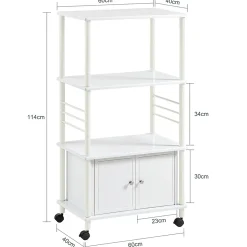 SoBuy Meuble de Rangement Roulant pour Cuisine, Chariot de Service et Desserte pour Micro-ondes en Bois FRG12-W