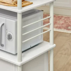 SoBuy Meuble de Rangement Roulant pour Cuisine, Chariot de Service et Desserte pour Micro-ondes en Bois FRG12-W