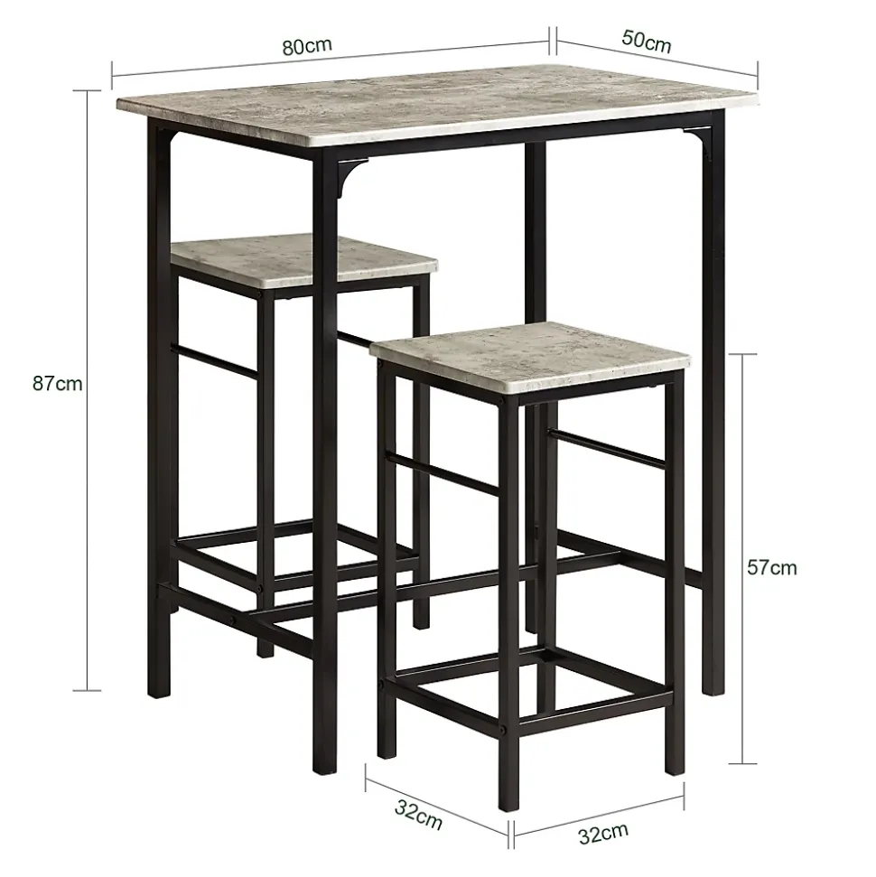SoBuy OGT10-HG Set de 1 Table Haute + 2 Tabourets avec Repose-Pieds