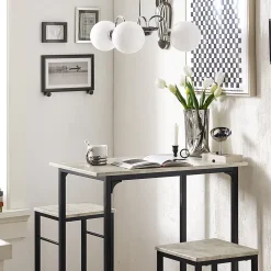 SoBuy OGT10-HG Set de 1 Table Haute + 2 Tabourets avec Repose-Pieds