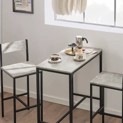 SoBuy OGT03-HG Set Table de Bar avec 2 Tabourets Hauts en Noir pour Cuisine ou Salon