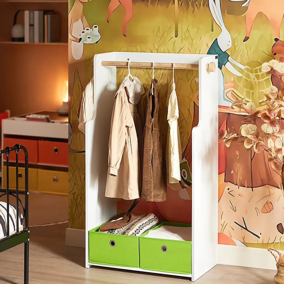 SoBuy Porte-Vêtements Enfant Penderie Garde-Robe Étagère pour Chambre 60x35x110 cm KMB109-W