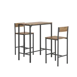SoBuy Set de Table de Bar Extensible avec 2 Chaises Hautes en Bois Massif