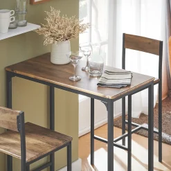 SoBuy Set de Table de Bar Extensible avec 2 Chaises Hautes en Bois Massif