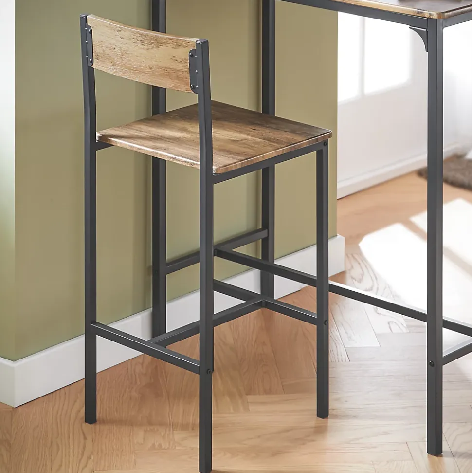 SoBuy Set de Table de Bar Extensible avec 2 Chaises Hautes en Bois Massif