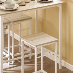 SoBuy Set Table Bar avec Repose-Pied, Mange-Debout, Blanc Naturel