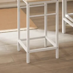 SoBuy Set Table Bar avec Repose-Pied, Mange-Debout, Blanc Naturel