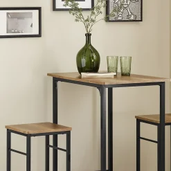 SoBuy Set Table Bar et 2 Tabourets Mange-debout Haute pour Cuisine, Salon, Balcon
