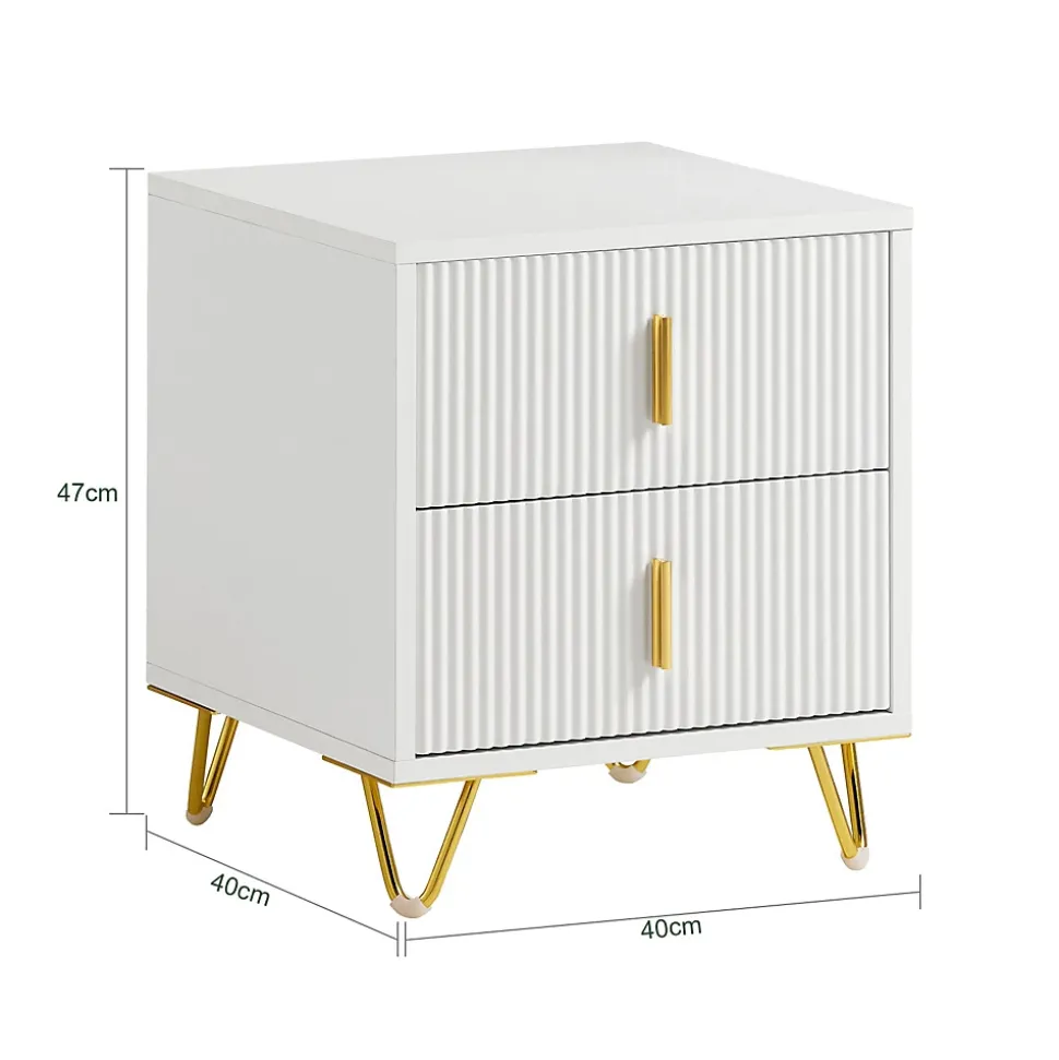 SoBuy Table de chevet blanche à 2 tiroirs 63x46.5x47.3cm Fonctionnel FBT115-WX2