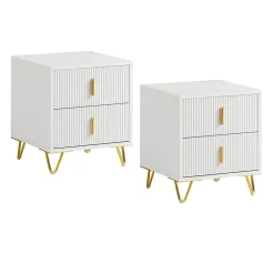 SoBuy Table de chevet blanche à 2 tiroirs 63x46.5x47.3cm Fonctionnel FBT115-WX2