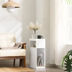 SoBuy Table de chevet blanche à 3 étagères 20x35x60cm Fonctionnel FBT171-NW