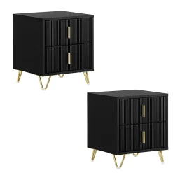 SoBuy Table de chevet noire à 2 tiroirs 63x46.5x47.3cm Fonctionnel FBT115-SCHX2