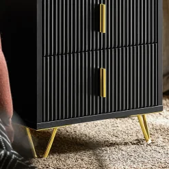 SoBuy Table de chevet noire à 2 tiroirs 63x46.5x47.3cm Fonctionnel FBT115-SCHX2