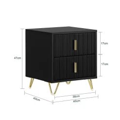 SoBuy Table de chevet noire à 2 tiroirs 63x46.5x47.3cm Fonctionnel FBT115-SCHX2
