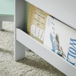 SoBuy Table Enfant avec 2 Chaises, Bureau avec Étagères à Livres, Gris et Vert