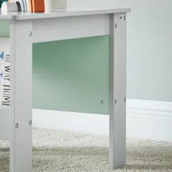 SoBuy Table Enfant avec 2 Chaises, Bureau avec Étagères à Livres, Gris et Vert