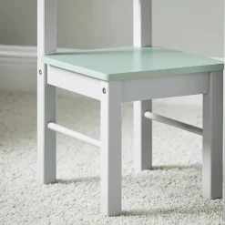 SoBuy Table Enfant avec 2 Chaises, Bureau avec Étagères à Livres, Gris et Vert