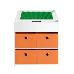 SoBuy Table Enfant avec 2 Chaises, Bacs de Rangement, Table de Construction Double Face, Blanche