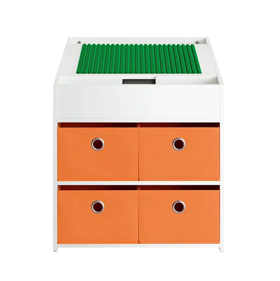 SoBuy Table Enfant avec 2 Chaises, Bacs de Rangement, Table de Construction Double Face, Blanche
