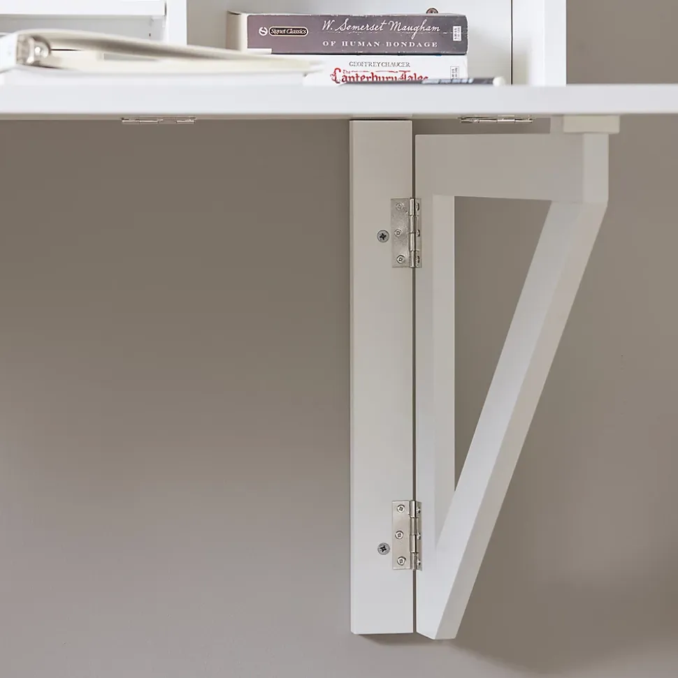 SoBuy Table Murale Rabattable avec Armoire Intégrée, Blanche