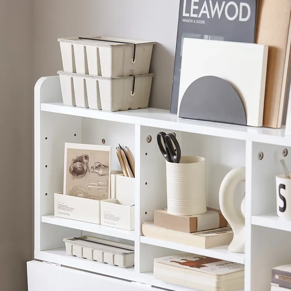 SoBuy Table Murale Rabattable avec Armoire Intégrée, Blanche
