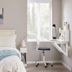 SoBuy Table Murale Rabattable avec Armoire Intégrée, Blanche