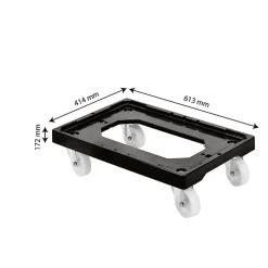 Socle rouleur 4 roues pivotantes - chape acier - noir