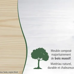 SOCOA - Buffet 3 Portes 3 Tiroirs Bois Massif Vernis Sepia et Blanc