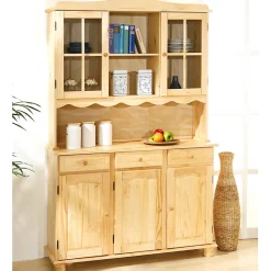 STAN - Buffet Vaisselier 5 Portes 3 Tiroirs Bois Massif