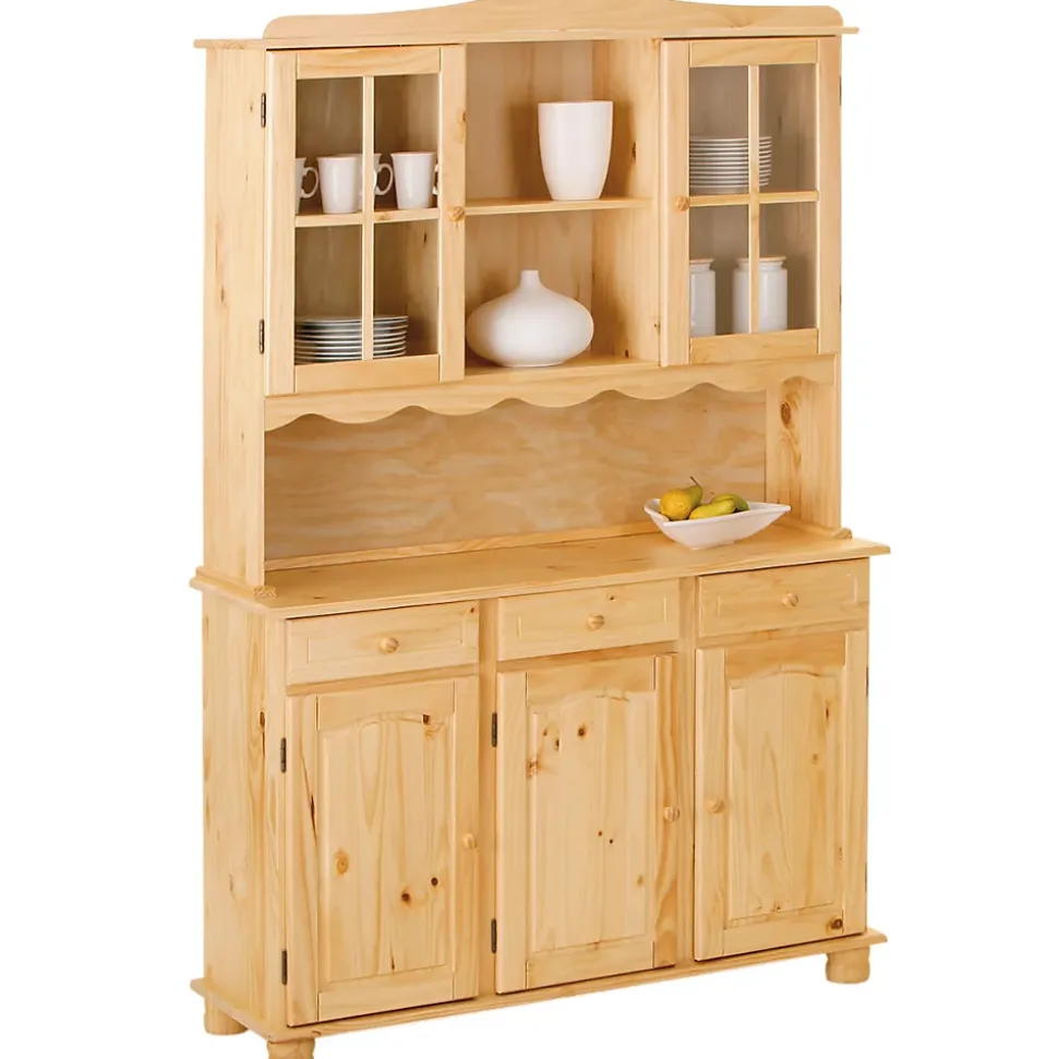 STAN - Buffet Vaisselier 5 Portes 3 Tiroirs Bois Massif