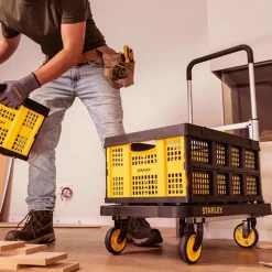 Stanley Opvouwbare Plate-forme PC517 - Max. 120KG - Aluminium - 68 x 41 x 92 CM - Plate-forme antidérapante - Zwart/Geel
