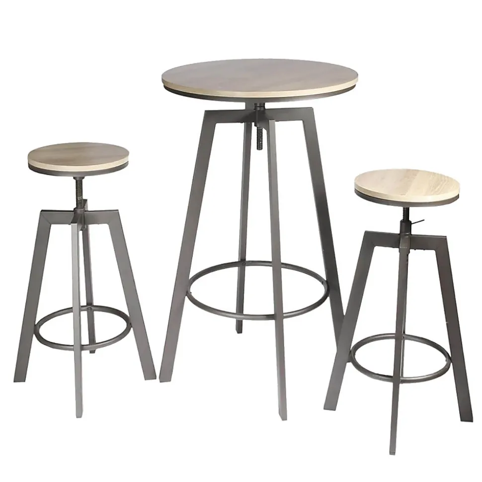 STARK - Ensemble Table Mange-Debout et 2 Tabourets Réglables