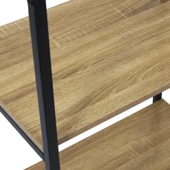 STAVI - Portant avec Etagères Métal Noir Plateaux Effet Bois