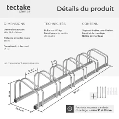Support à bicyclette Pour les largeurs de pneu de 35 à 60 mm en Acier inoxydable