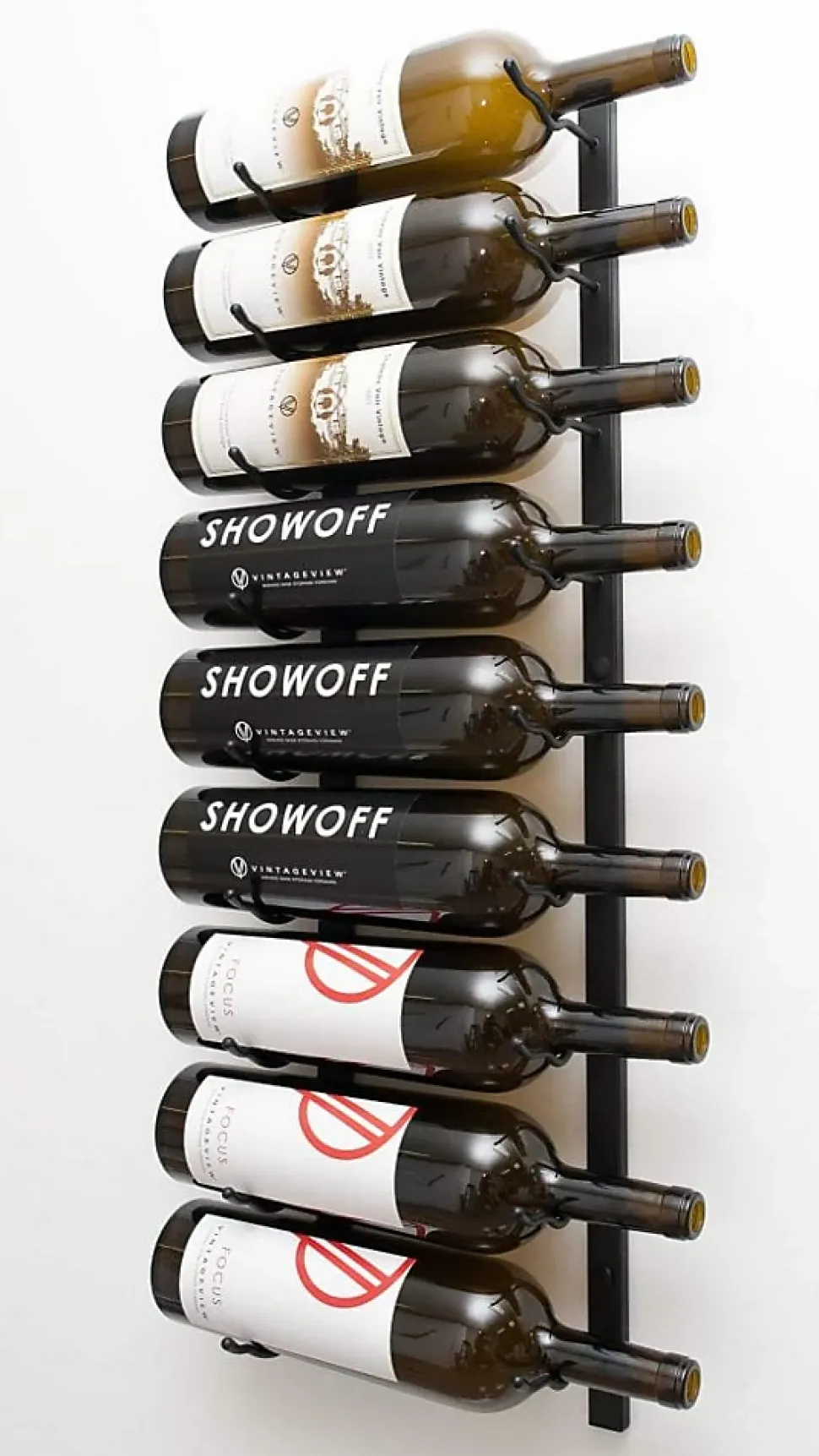 Support à bouteilles Série W Support pour 9 Magnums, métal fini noir