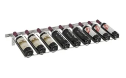 Support à bouteilles Série W Présentoir à 9 bouteilles, métal fini nickel brossé