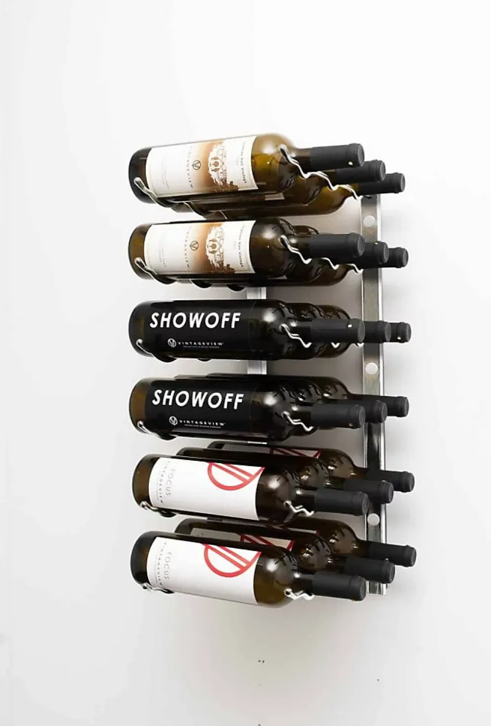 Support à bouteilles Série W2 pour 18 bouteilles, métal fini nickel brossé