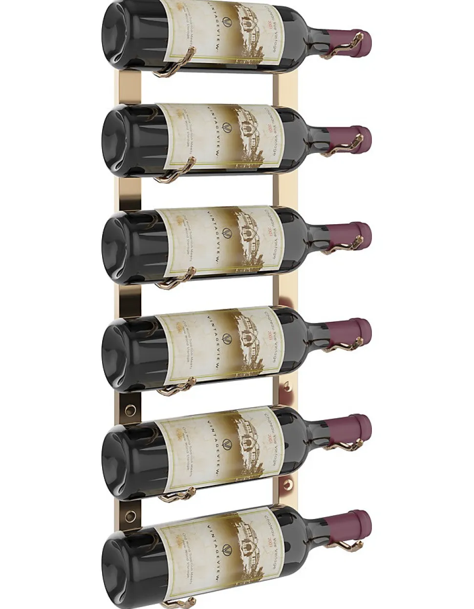 Support à bouteilles Série W2 pour 6 bouteilles, métal doré