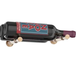 Support à bouteilles Vino Pins tiges pour 2 bouteilles dorée avec collet