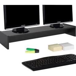 Support d'écran d'ordinateur SCREEN, en mélaminé noir mat