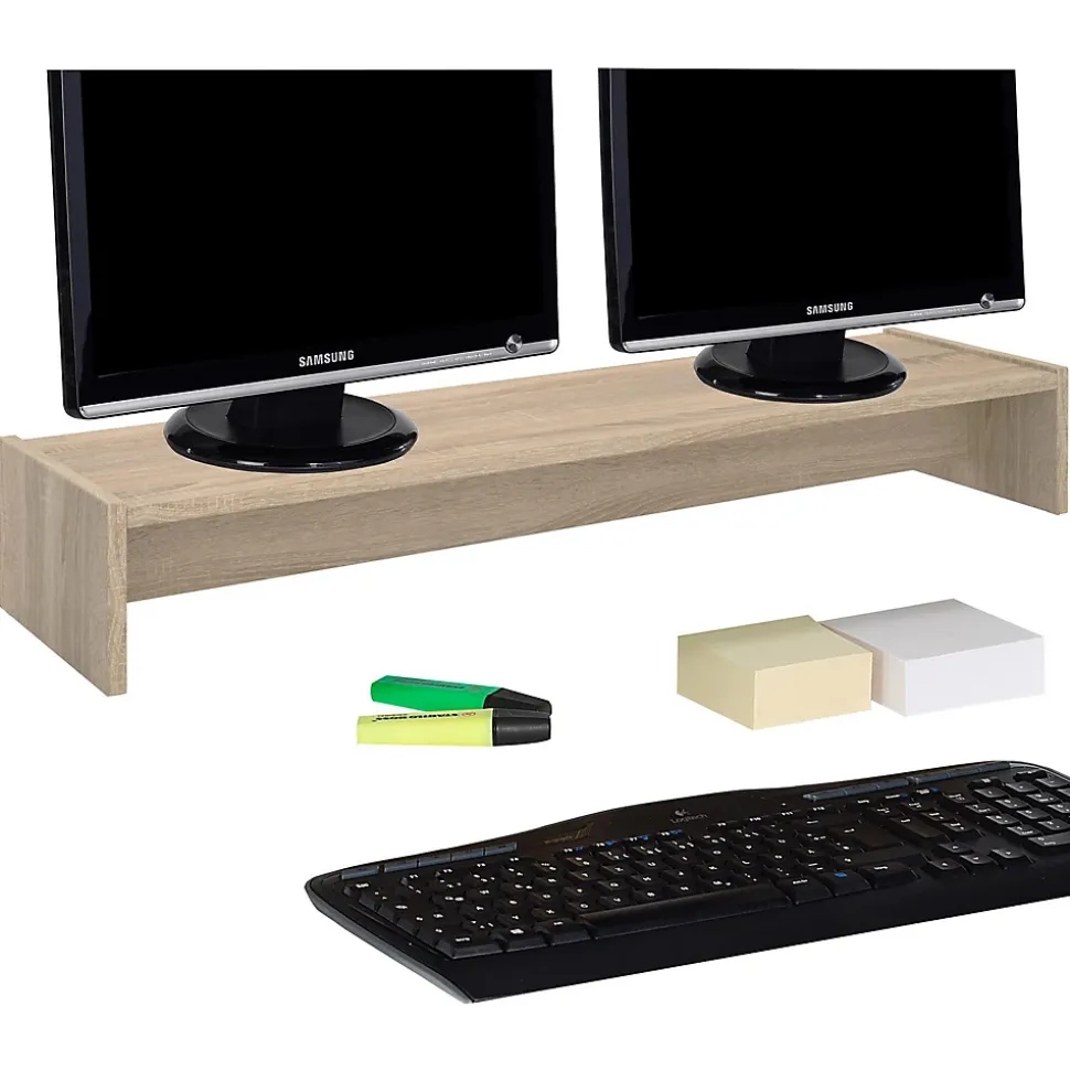 Support d'écran d'ordinateur SCREEN, en mélaminé décor chêne sonoma