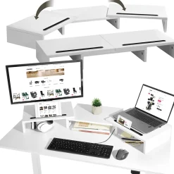 Support de moniteur 3 pièces avec supports pour smartphone